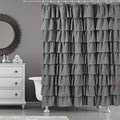 Gray Ruffle Shower Curtains For Bathroom, 72x72, Layered Tiered