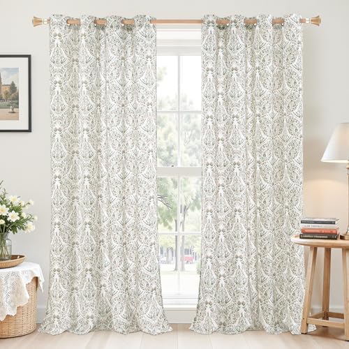 BGment Brown Paisley Floral Curtains for Living Room 96 Inch - 2
