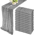 35x72 Inch Gray Cheesecloth Table Runner Rustic Boho Wedding Party