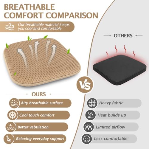 Khaki Outdoor Seat Cushions Memory Foam Patio Chair Cushion,17x15