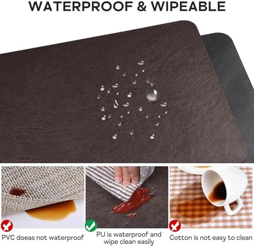 PU Placemats for Dining Table Set of 6, Heat Resistant Leather
