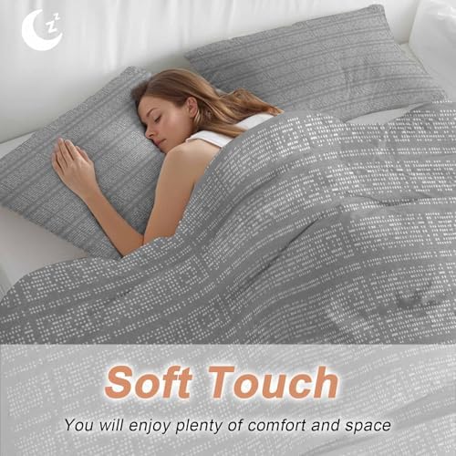 Gray Boho Bedding Duvet Cover Full Size - 1 Quilt Cover 86x90 Inches