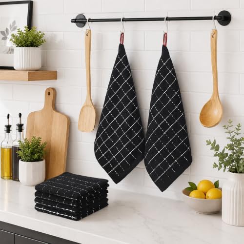 Kitinjoy 100% Cotton Terry Kitchen Dish Cloths, 12”x 12”, 8-Pack