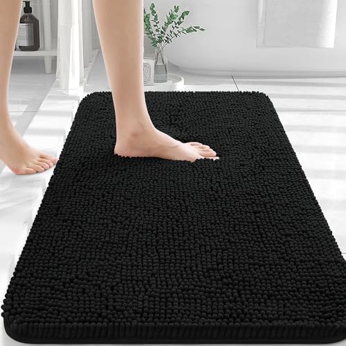 OLANLY Chenille Bath Mat and Bathroom Rugs Sets 2 Piece, Bath Mat Size
