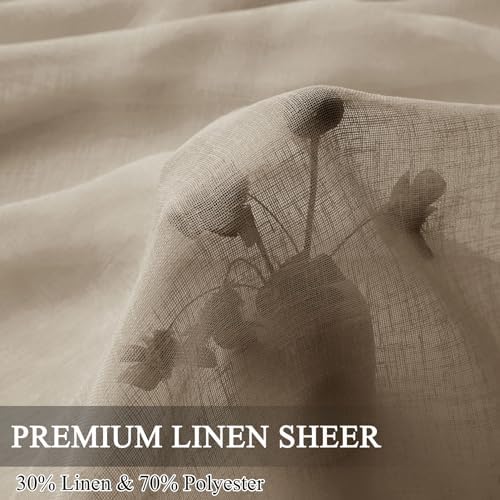 Fcoise Semi Sheer Curtains 108 inches Long | Faux Linen Pinch Pleated