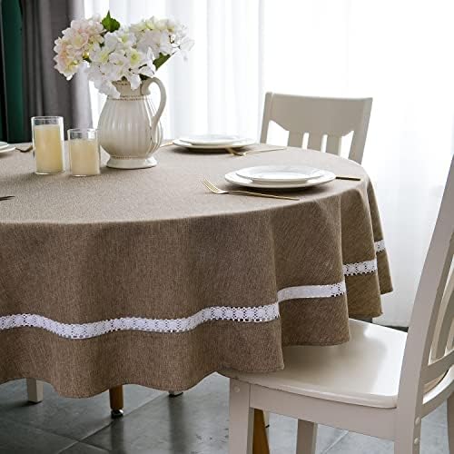 EHouseHome Heavy Duty Fabric Tablecloth with White