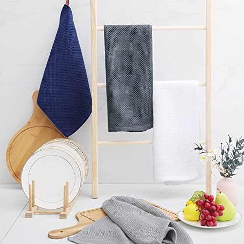 Homaxy 100% Cotton Waffle Weave Kitchen Dish Towels 6-Pack, Light Gray