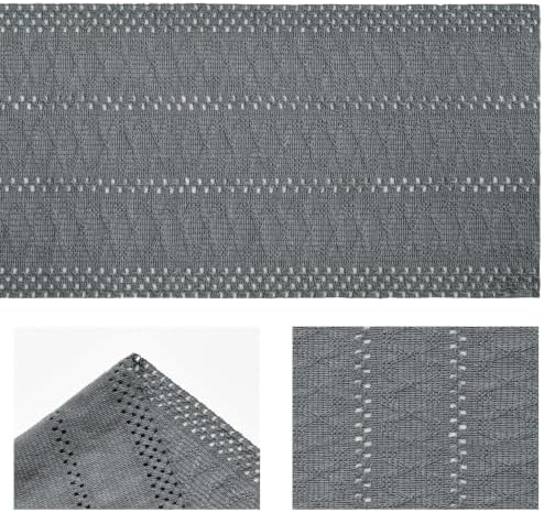 Artoid Mode Dark Grey Woven Farmhouse Hollow Table Runner 12x120 Inch