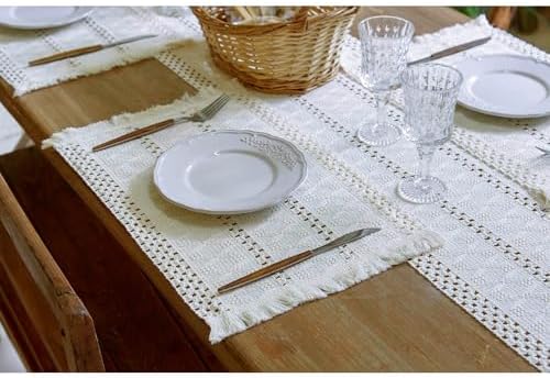 FunWheat Boho Cloth Placemats Set of 4 Farmhouse Natural Place Mats
