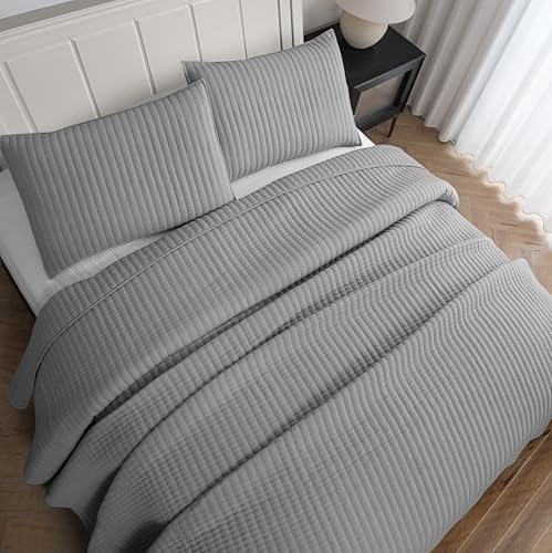 Petrichor Gray King Size Quilt Bedding Sets with