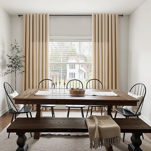 Nanspring Linen Curtains 96 Inches for Living Room Grommet Taupe