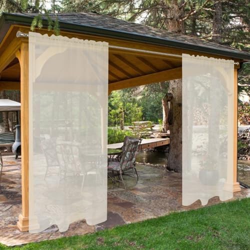 SpaceDresser Waterproof Outdoor Sheer Curtains for Patio - 2 Panels