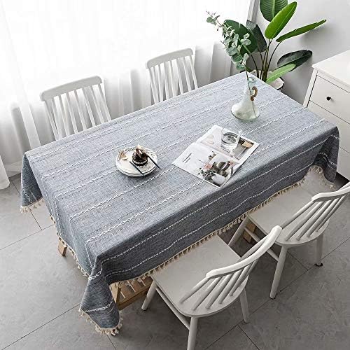 Mucalis Tassel Tablecloth Square Solid Gray Table Cover for Party