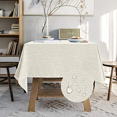 Waterproof Cotton Linen Tablecloths Round Dining Table Cloth, Wipe
