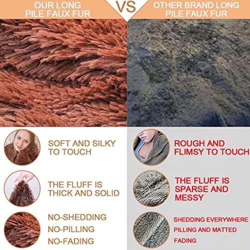 YUSOKI Long Faux Fur King Size Blanket, Brown, 90" x 104"