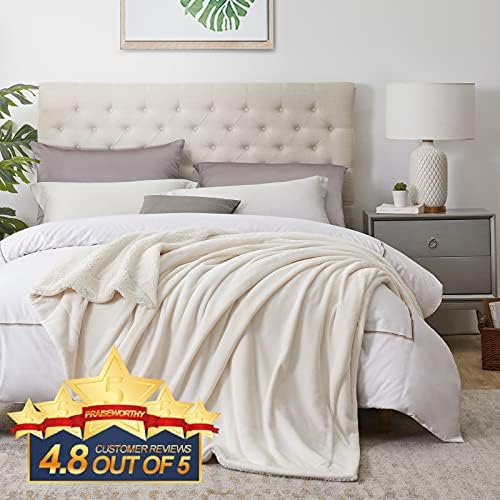 Walensee Sherpa Blanket (Throw Size 50”x60” Off White) Super Soft