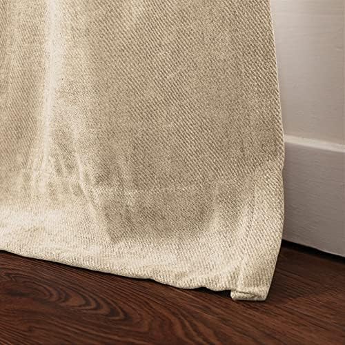 TWOPAGES Cream Tab Top Curtains for Dining Room, Soft Chenille