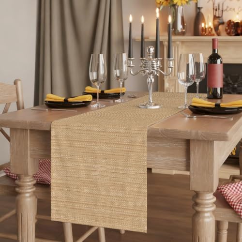 Sand Brown Table Runner, Country Vintage Minimalist Solid Color