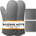 BPA-Free Soft Silicone 4 Piece Oven Mitts & Trivets Set - Ultra Heat