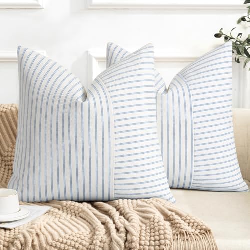 YCOLL Farmhouse Pillow Covers 22x22, Modern Accent Square Throw Pillow