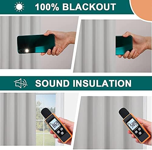 Diraysid 100% Blackout Curtains Light Grey Linen Curtains for Bedroom