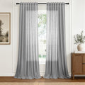 Hokibero Grey Linen Curtains 108 Inches Long Drape for Living Room 2