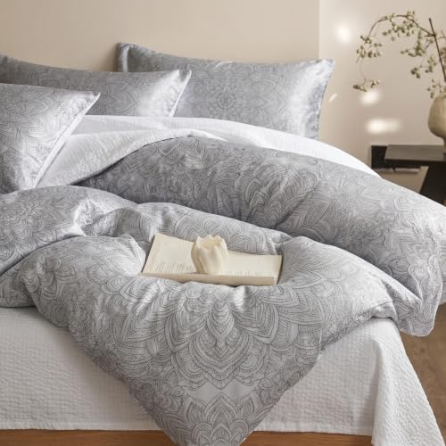 3 Pieces Duvet Cover Set, Soft Microfiber Polyester Botanical Print