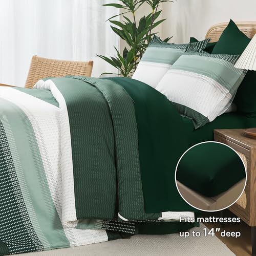 Andency California King Comforter Set, Emerald Green, 7 Pieces Bedding