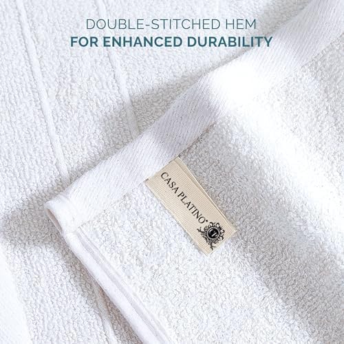 Casa Platino Washcloths 100% Cotton 6 Pack Soft Absorbent - White