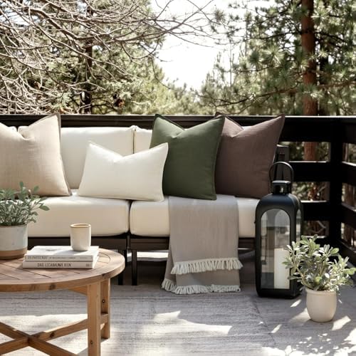 MIULEE Thick Textured Decorative Throw Pillow Covers 20x20 Inch Dark