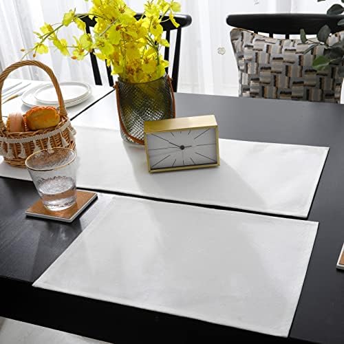 Solid White Table Mats Set of 4 With Table Runner 90 Inches