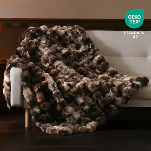 BENVWE Fluffy Faux Fur Throw Blanket for Couch, Soft Plush Thick Cozy