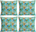 Throw Pillow Covers 18x18 Inch Teal Flower Pillow Cases for Couch Sofa