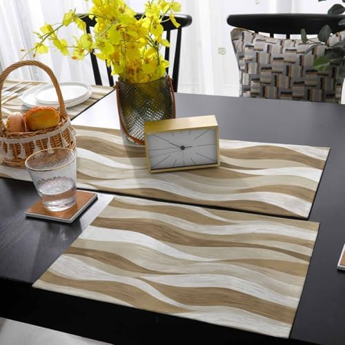 Brown Ombre Table Runner and Placemats for Dining Table, Burlap Coffee