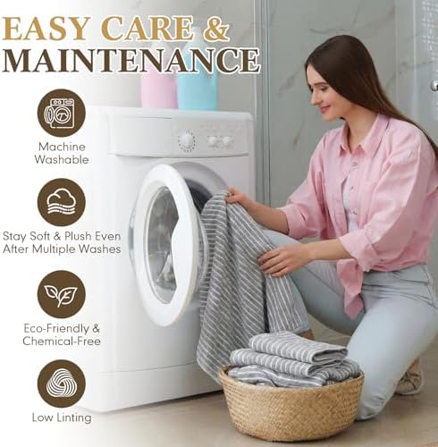 6 Pcs Oversized Bath Towels for Adults 35x70 Inches Gray & White