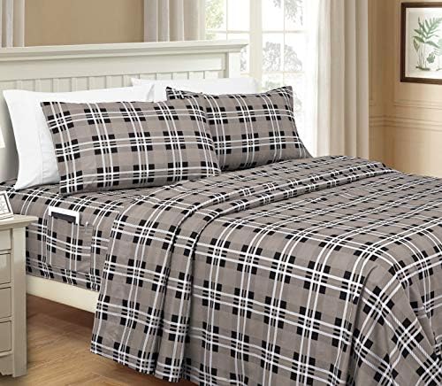 Elegant Comfort Luxury Soft Bed Sheets Plaid Pattern - 1500 Premium