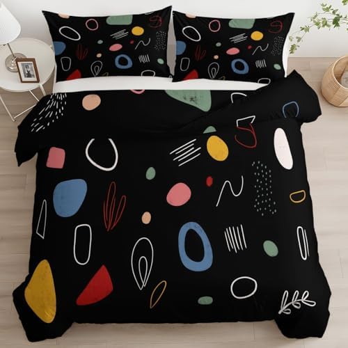 King Duvet Cover Set Minimalist Geometric Graffiti Soft Microfiber