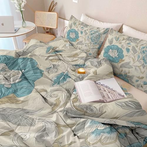 Microfiber Reversible Duvet Cover Full Size - Bohemian Style Flower