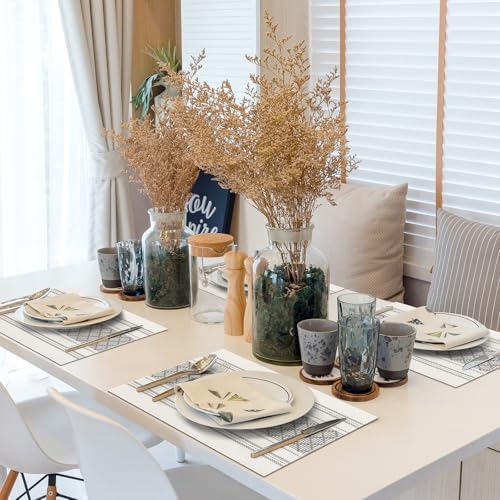 ADRIMER Placemats Set of 8, Boho Table Mats Cotton Blend, Durable