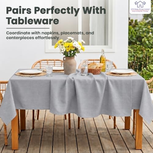 LFH Home Cotton Rich Tablecloth, 60 x 120 Inch, Light Grey