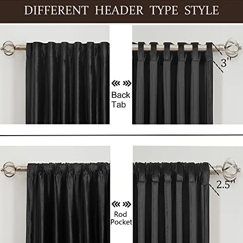 Black Blackout Velvet Curtains 72 inch for Living Room,Full Blackout