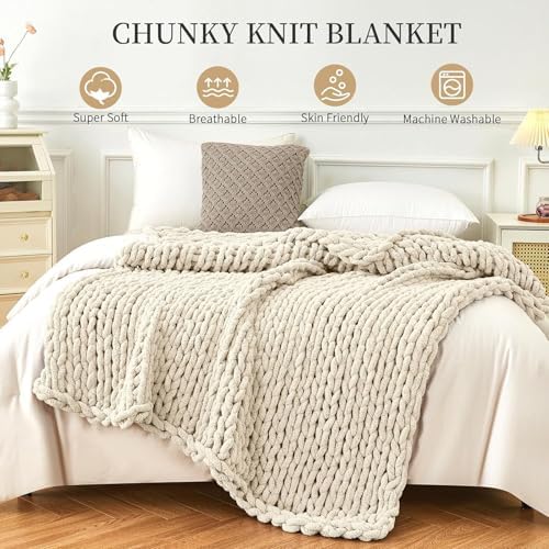 Wttfc Chunky Knit Blanket, Luxury Chunky Knit Blanket Throw, Chunky