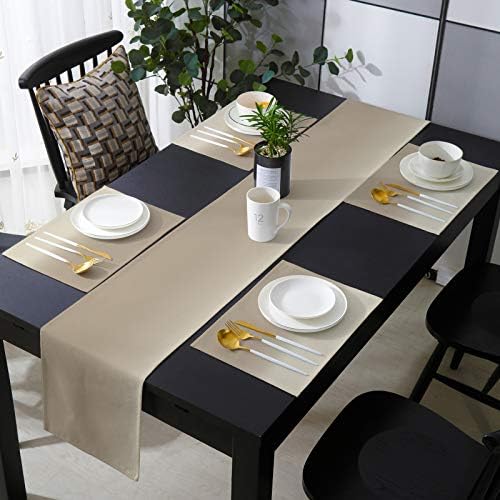 Beige Brown Ombre Table Runner and Placemats for Dining Tables, Burlap