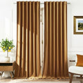 Timeper Gold Brown Velvet Blackout Curtains 52x120 inches, 2Pcs, Back