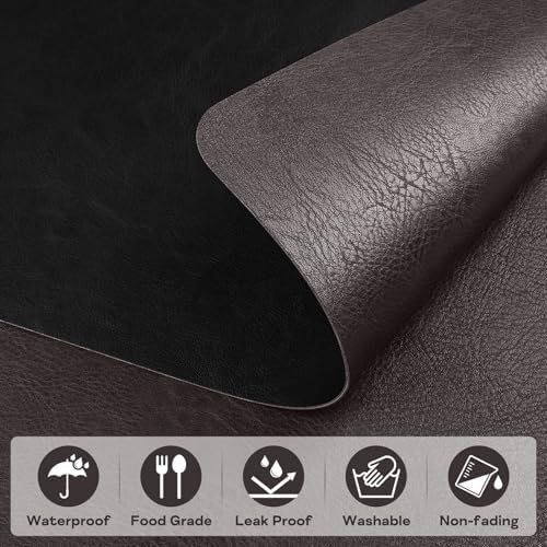 PU Placemats for Dining Table Set of 6, Heat Resistant Leather