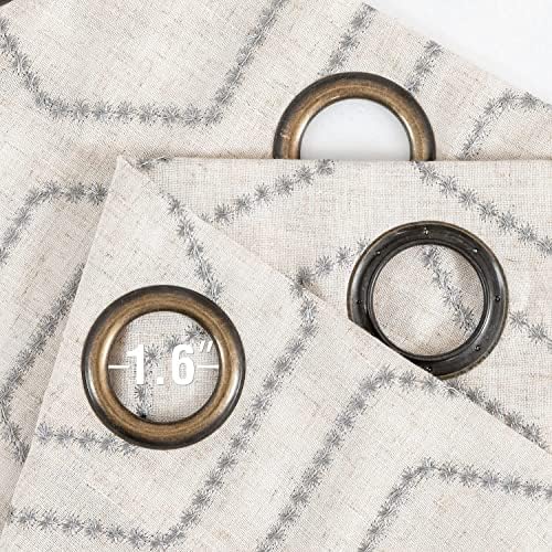 jinchan Grey Boho Window Curtains 84 Inch Length 2 Panels Set Linen