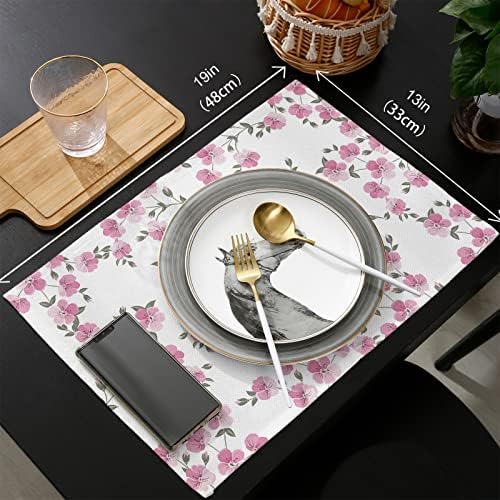 Florals Leaves Table Mats Set of 4 With Table Runner 90 Inches