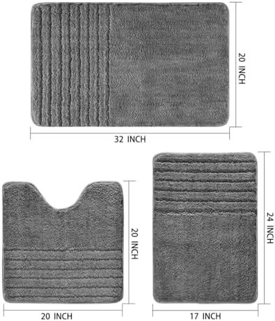 Bath Rugs Set 3 Pieces Bathroom Mat Soft Absorbent Plush Shaggy Soft