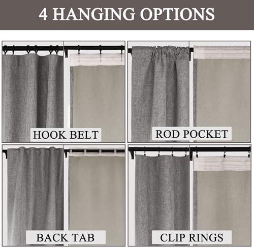 Fcosie 72" Wx63 L 100% Blackout Curtains for Bedroom Faux Linen Drapes