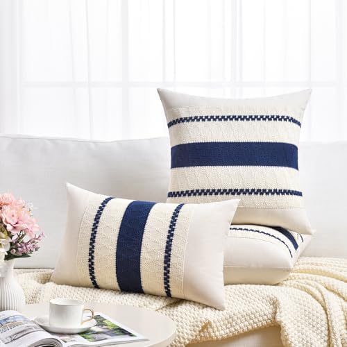 Fancy Homi Set of 2 Navy Blue Decorative Throw Pillow Covers 22x22